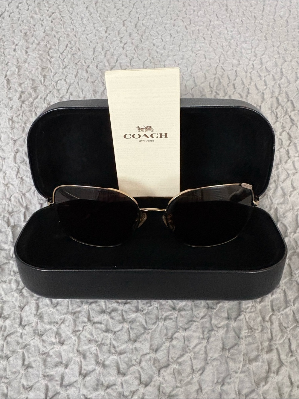 Coach Gold Metal Frame Sunglasses with Dark Brown Lenses - Picture 2 of 9